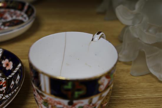 A group of assorted teawares including Victorian porcelain and Crown Derby